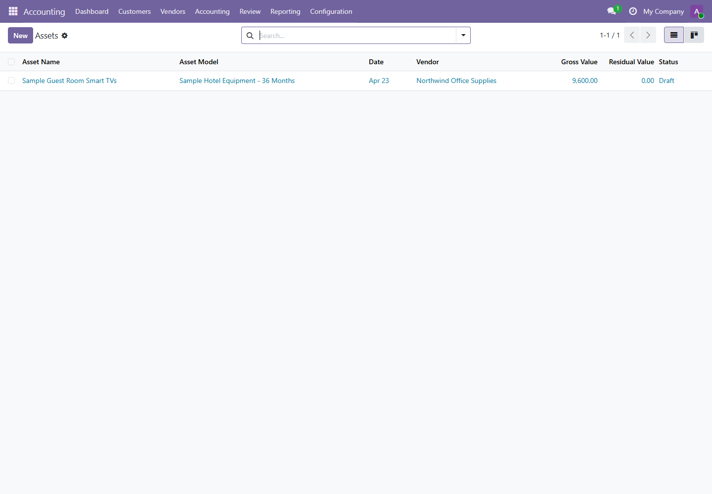 Assets list screenshot
