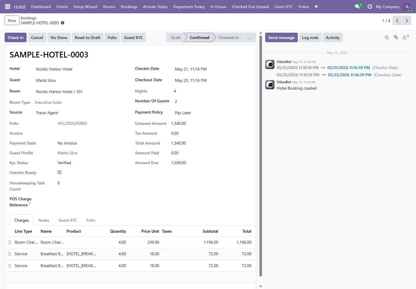 Booking form screenshot
