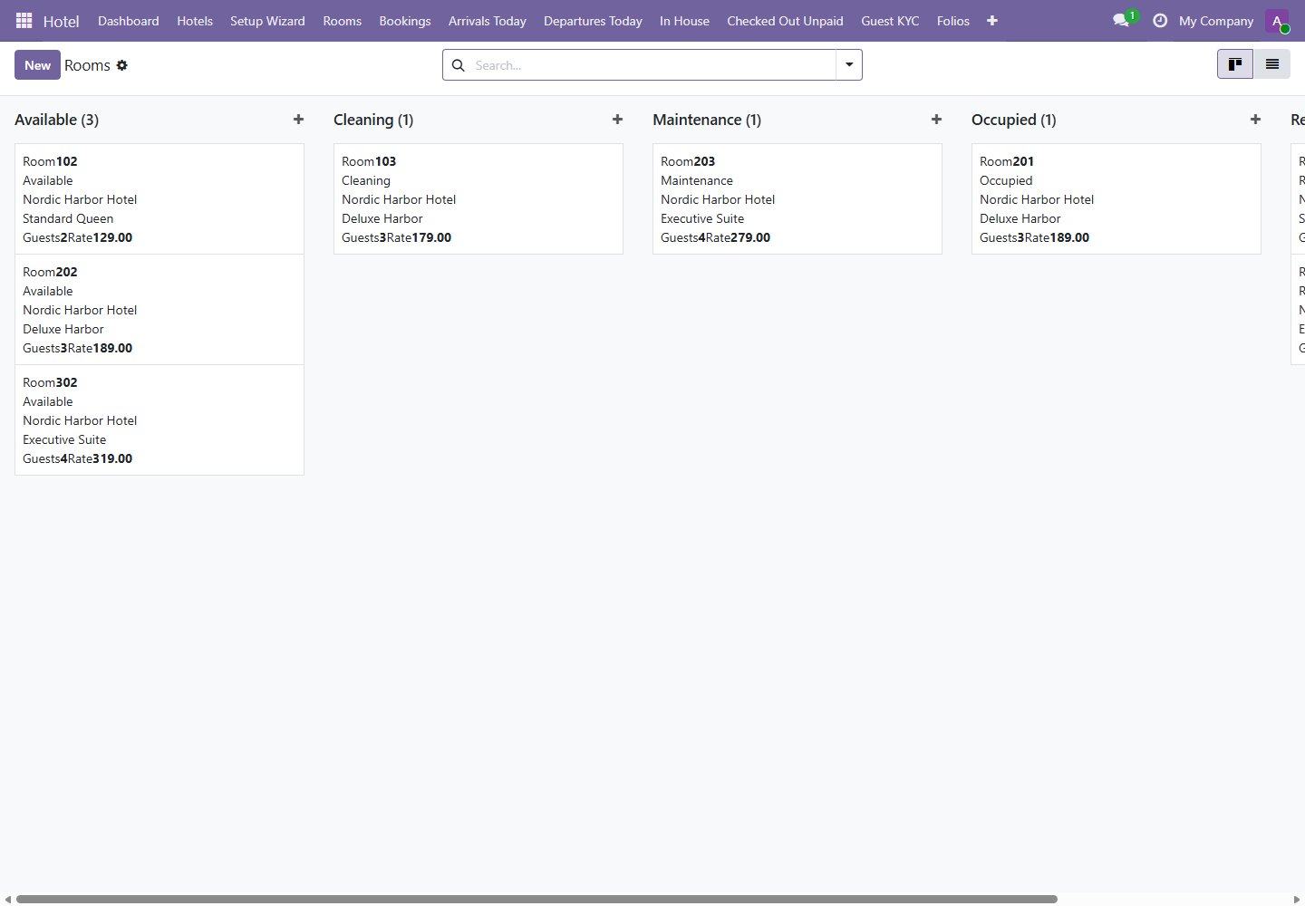 Rooms list screenshot