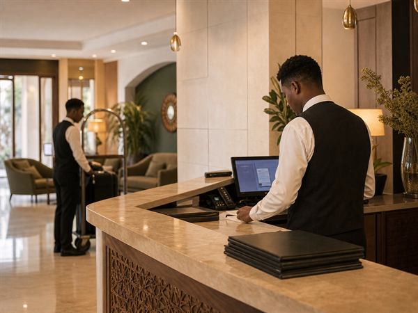 Hotel staff service moment at Al Jazeera Hotel Galkayo